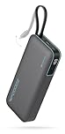 CUKTECH 45W 20000mAh Power Bank con Cavi Integrati, Ricarica Rapida Batteria Esterna con 2 Porte, Display Digitale, USB C Caricatore Portatile Caricabatterie per MacBook Air, Galaxy S23, iPhone 17 Pro