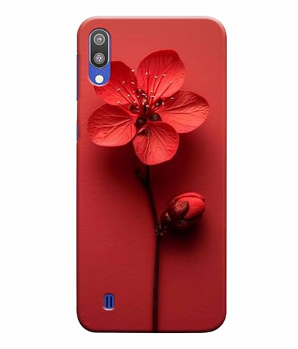 Image of Printed Hard Back Case Cover & Compatible for Samsung Galaxy M10 | Red Flower Painting (Multicolor) - D1195