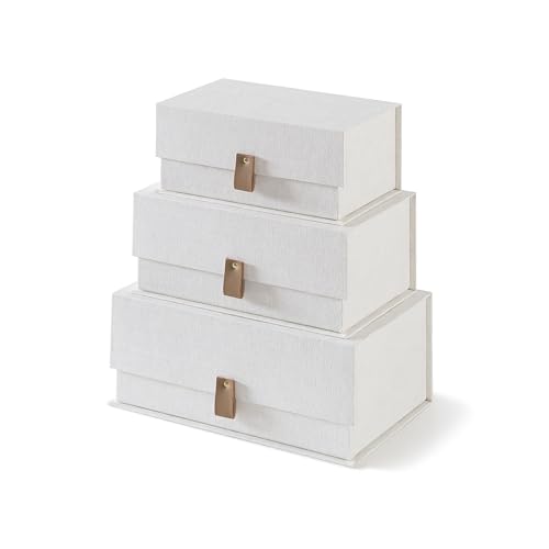 Soul & Lane Decorative Cardboard Storage Boxes with Lids - Set of 3, Memory Boxes for Keepsakes,...