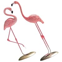 Garneck 2pcs Flamingo Figurines Vibrant Decor Ornaments for Bedroom Office Desk Detailed Pink Flamingo Statues Creative Coastal Accent Gift Ideas
