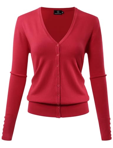 Image of Allsense Women's Long-Sleeve V-Neck Cardigan Sweater | Button Down, Lightweight Soft Knit