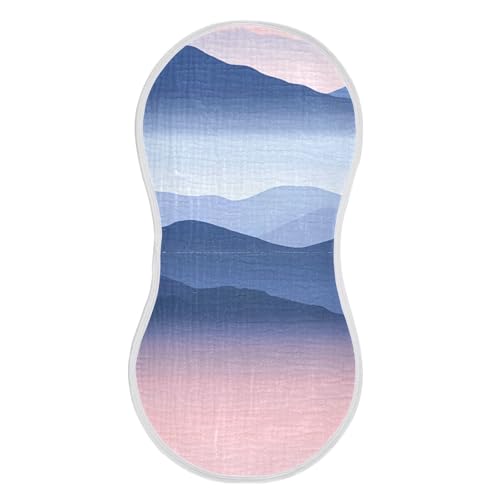 1 Pack Softly Layered Mountains Muslin Burp Cloths Cotton Absorbent Baby Burping Rags for Boys Girls Soft Newborn Burp Bibs, 22 x 11 Inch