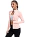 Tisfeer Damen Sportjacke Laufjacke Langarm Sport T-Shirt Gym Tops Yoga Fitness Oberteile Leicht Trainingsjacke mit Daumenloch und Zwei Reißverschlusstaschen Rosa S