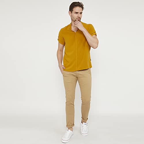 Image of Identiti Short Sleeves Solid Slim Fit 100% Viscose Casual Shirt /Kurta for Men