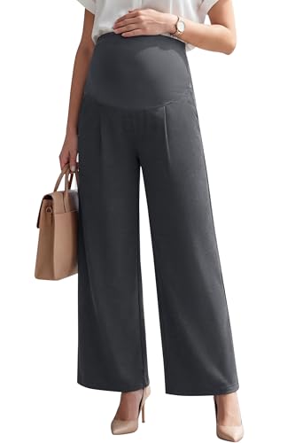 OUGES - OUGES Women's Wide Leg Summer Business Maternity Pants Petite(Grey,S) - Best Deal on Amazon