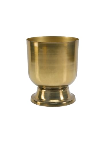 Serene Spaces Living 6.5" Kanchan Pedestal Urn Vase, Gold Metal Vases for Centerpieces, Home Decor, Wedding, Parties, Floral Arrangements, Cachepot, Potpourri, Catchall
