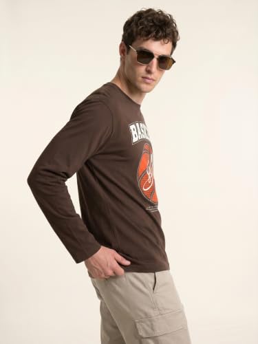 Image of Veirdo Men's Full Sleeve Printed T-Shirt | Trendy Graphic Print Tee