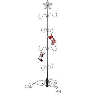 HOHIYA 59 in Christmas Stocking Hanger Freestanding Holder 8 Hangers Adjustable for Scarf Belt Hat Purse Max Loading 40 LBS Black Taiwan Made HOHIYA 59 in Christmas Stocking Hanger Freestanding Holder 8 Hangers Adjustable for Scarf Belt Hat Purse Max Loading 40 LBS Black Taiwan Made