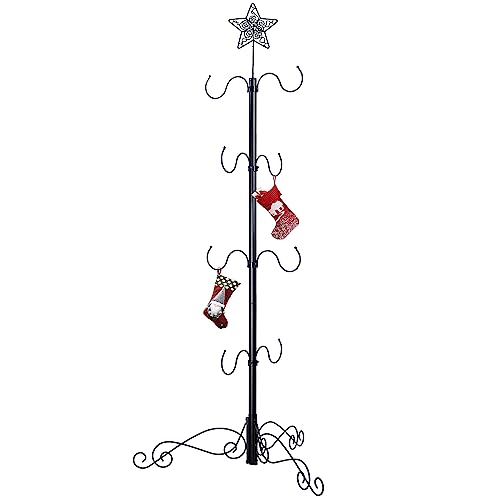 HOHIYA-59-in-Christmas-Stocking-Hanger-Freestanding-Holder-8-Hangers-Adjustable-for-Scarf-Belt-Hat-Purse-Max-Loading-40-LBS-Black-Taiwan-Made HOHIYA 59 in Christmas Stocking Hanger Freestanding Holder 8 Hangers Adjustable for Scarf Belt Hat Purse Max Loading 40 LBS Black Taiwan Made