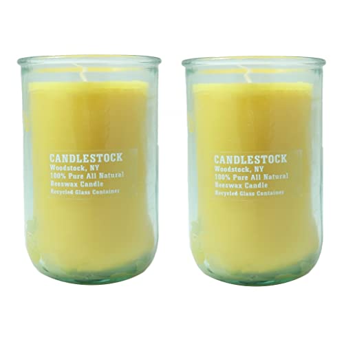 Candlestock Handmade Unscented Beeswax Jar Candle Pairs