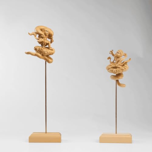 風神雷神 木彫り 仏像(2体セット)木製 日本美術の至宝 (原木蒔絵系)