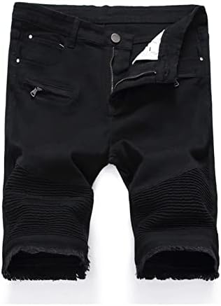 KJHD Shorts Jeans Men’s Plus Size Street Shorts Five Points Jeans Men’s Ripped Straight Pants (Color : A, Size : 42)