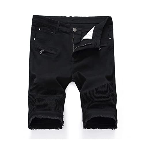 Shorts jeans pour hommes CLSDRZC ample taille haute et coupe droite