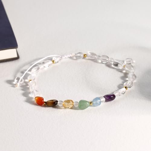 Image of 7 Chakra Crystals and Stones Anklet Irregular Tumbled Gems Beaded Ankle Bracelets for Women Spiritual Energy Meditation Yoga Healing Jewelry Mom's Gifts
