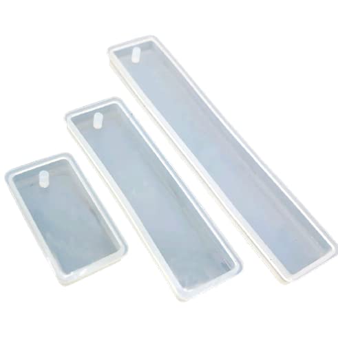 Ditya Crafts Bookmark Silicone Mold 8", 6" and 4" DIY Bookmark Mold Resin Mould Jewelry DIY Craft Mould Plain Rectangle Set of 3 Different Sizes Bookmark Moulds (White)