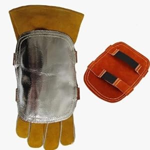 Ymiko aluminized gloves welder hand pad anti flame stitching sparking welding ar heat guard back pads for hands temp fiberglass ordinary proof