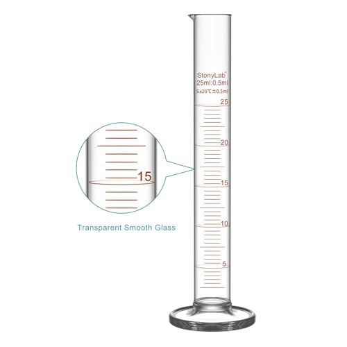 Probeta graduada de 25 ml StonyLab en vidrio de borosilicato para mediciones 3