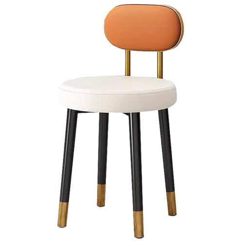 Taburete de tocador moderno con respaldo, elegante silla de tocador, asiento acolchado y marco de acero, ideal para dormitorio y sala de estar, color blanco