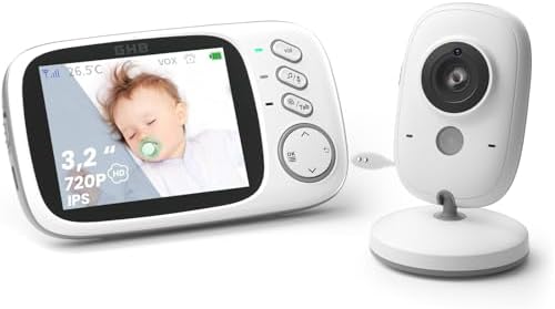 GHB Babyphone Caméra 3.2 inches Bébé Moniteur Babyphone Vidéo LCD...