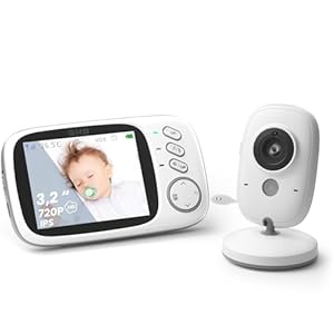 GHB Camara Vigilancia Bebe Vigilabebes con Camara con Pantalla 3.2″ HD Vigilabebes VOX, Visión Nocturna, Despertador, Comunicación Bidirecciona Escucha Bebes