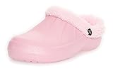  Damen Mädchen Clogs Badepantoletten Fell Winterhausschuhe 292 (36, Rosa)