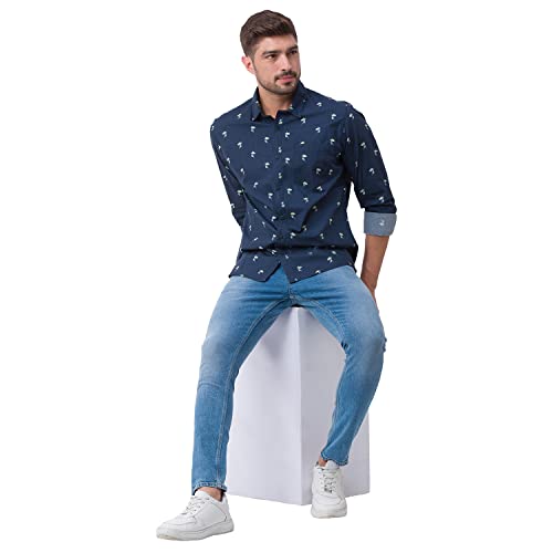 Image of Spykar Men Cotton Regular Slim Fit Full Sleeves Shirt