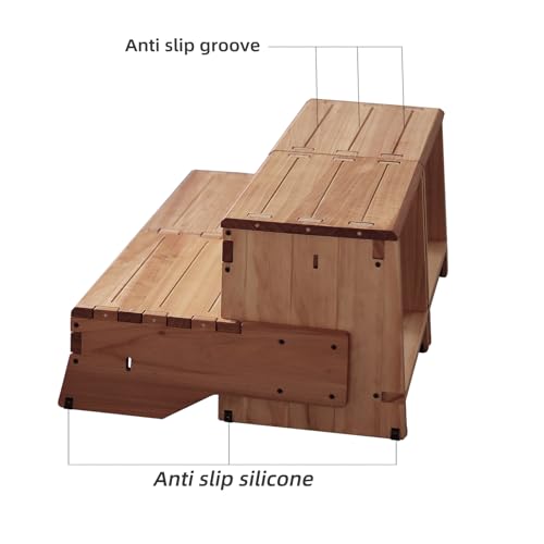 unununu 32" Wooden Two Step Stool for Adult & Kid, Wider, Deeper & Safer Bedside Steps, Anti-Slip. Riser 2-Step Spa & Hot Tub Stairs for Pool, Heavy Duty for Kitchen, Bathroom, Closet, High Bed Step by unununu - Image 5