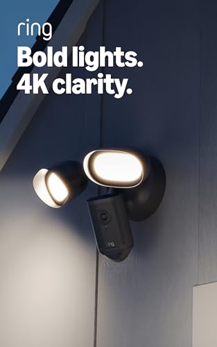 Image of Ring Floodlight Cam Pro, Wired (newest model), Home or business security, Retinal 4K with wide-angle video, 10x Enhanced Zoom, and 2000 Lumen Floodlights, Black