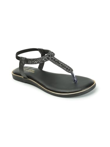 Image of Carlton London women's Adjustable Ankle Strap Embellished T-Strap Sandals