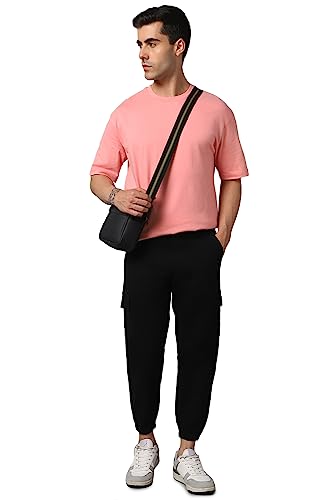 Image of Hubberholme Men's Regular Fit Cotton Trousers, Ankle Length Button Closure Elasticated Waist Cargo Joggers