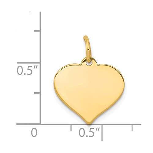 Solid 14k Yellow Gold Heart Disc Charm Engravable Pendant - 18mm x 14mm2