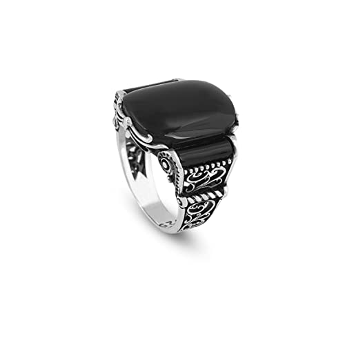 Bague en onyx ottoman en argent 925 massif ciselé à la main