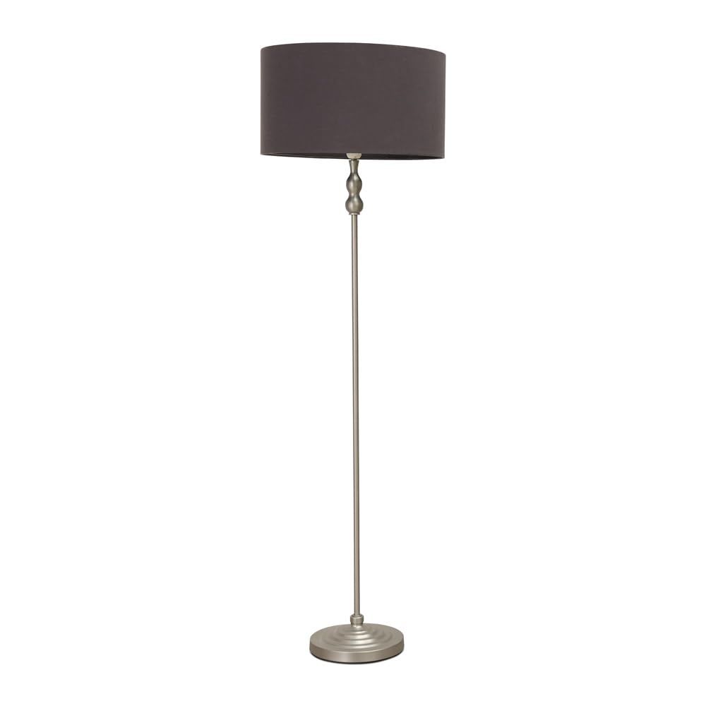 Valuelights Maggie Brushed Chrome Candlestick Floor Lamp With Charcoal Shade With Led Bulb from B&Q