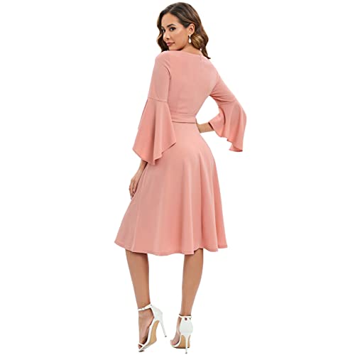Bridesmay Wedding Guest Dresses For Women Formal Bridesmaid Dress With Sleeves Fit And Flare Prom Dress Blush 2Xl #TOP3