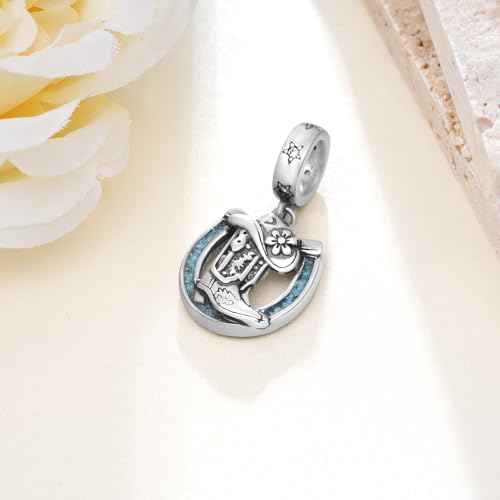 Western Charm 925 Sterling Silver Horseshoe Charm Turquoise Jewelry Gifts for Women2