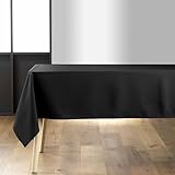 TIENDA EURASIA – Manteles de Mesa | Material Poliéster | Estampado Liso Essentiel | Diseño Clásico y Atemporal | Rectangular | Lavable a Máquina Máximo 30º (Negro, 140 x 300 cm)