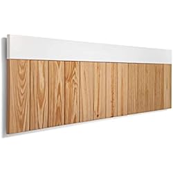 SUEÑOS ZZZ Cabecero de Cama de Madera BULNES para Pared. Cabecero de Tablas Haya, Superior Horizontal Blanco. Estilo Vintage, para Camas de 135