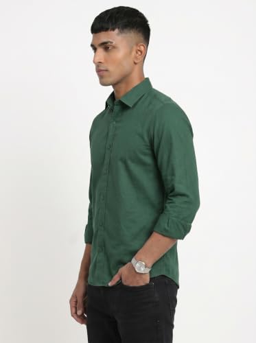 Image of DOXIC Men's Cotton Shirt with Spread Collar Neck Full Sleeves Classic Style Solid Pattern Regular Fit and Standard Length | Formal & Casual Wear Shirts
