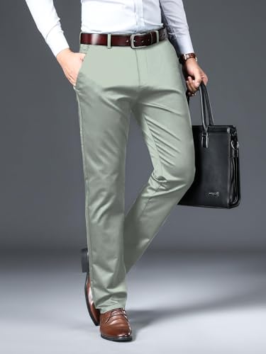 AVANOVA Men's Trousers Light Business Style Slightly Stretch Straight Leg Pants for Outdoor Casual Daily Trouser II Men's Regular Casual Pants Trouser (Trouser 126)