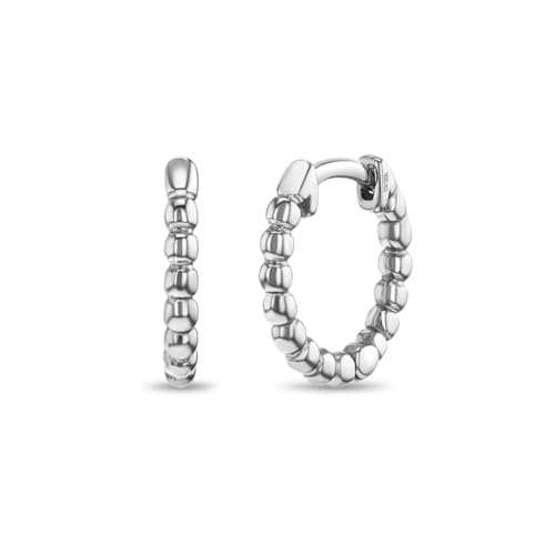 925 Sterling Silver Beaded Hoop Earrings For Little Girls and Preteens 11mm - A Young Girls Beaded Hoop Earring - Lightweight Hoop Earrings For Children
