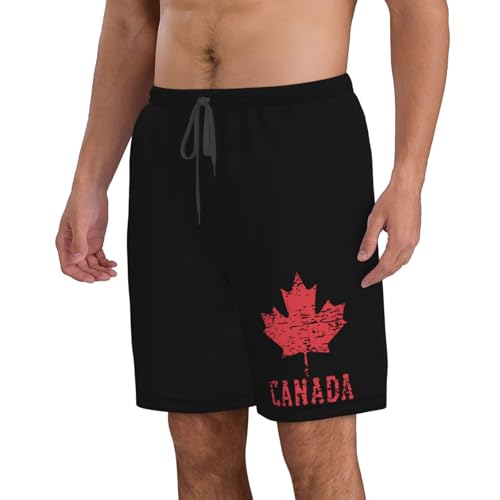 Canadian Flag Faded Canada Men's Quick-Dry Beach Shorts - Hawaii Summer Swimwear Bathing Suits3