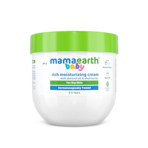 Image of Mamaearth Baby Rich Moisturizing Cream With Almond Oil & Shea Butter For Dry Skin | For Face & Body | 24-Hour Moisturization | Nourishes & Softens Skin | 200 g
