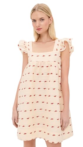 For Love & Lemons Women's Aster Babydoll Mini Dress, White, XL