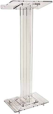 Kingdom Lightweight and Small Single Column Design Economy Clear Acrylic Lectern - Easy to Move and can Fit in a Small Room for a Meeting or Presentation with a Small Group