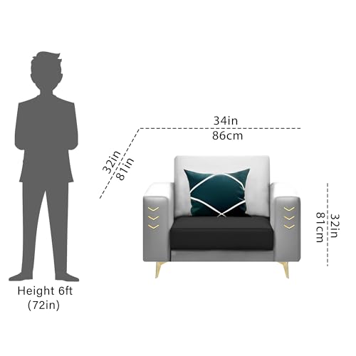 Image of Casaliving Falco 1 Seater Sofa Set for Living Room (Black Grey Fabric) Premium Fabric Sofa