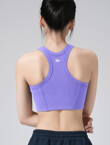 Yvette Sports Bras for Women Ribbed High Neck Racerback Tops2
