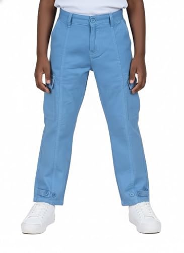 Image of Boys Cotton Full Length Front Cut Sew Cargo Pant with Bottom Tab