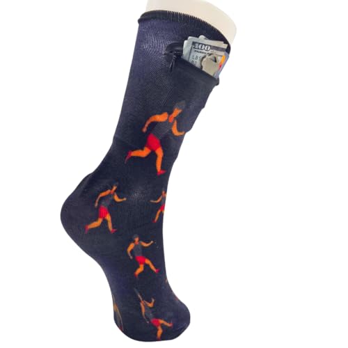 Image of Zipper Sock Wallet - Cotton & Polyester Zipper Socks with Pockets - Fits shoe size 6-13