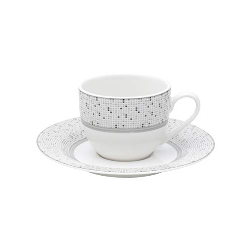 Aparelho de Jantar com 42 Peças de Porcelana New Bone Precious Mail Box Lyor Prata e Branco Único