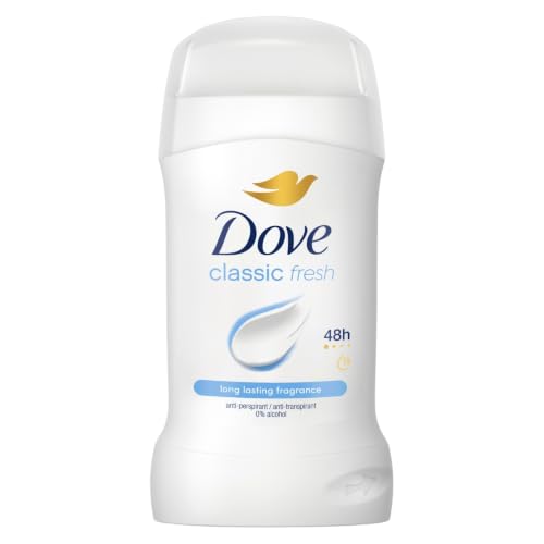 Dove Classic Fresh Anti-Perspirant Cream Women's Deodorant Stick with ¼ moisturising cream for 48 hour sweat protection and long-lasting fragrance 50 ml